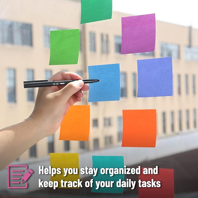 Mr. Pen- Sticky Notes, 3"x3", 12 Pads, 600 Sheets, Vibrant Colors | Sticky Notes Bulk, Self-Stick Note Pads, Perfect for Office, School, Home, Study & Organization