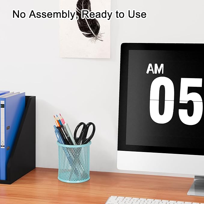 EasyPAG Pencil Holder for Desk, 2 Pack Metal Pen Organizer, Mesh Pencil Cup Organizer for Home, Office, Classroom, School, Light Blue