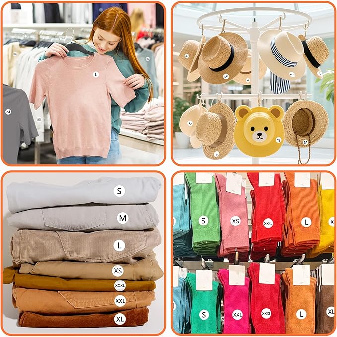 3500 Pcs 7 Rolls 7/8 Inch Size Stickers, 7 Sizes Coded Round Self Adhesive Labels for Clothing, Sticker Holder for Shirt (XS, S, M, L, XL, XXL, and XXXL), BIAlabel