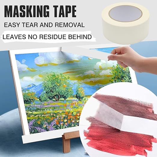 Masking Tape 2 inch Wide, Beige White Painters Tape General Purpose Tape for Crafts Painting Labeling Decoration School Projects Home Office, 2 inchX55 Yards