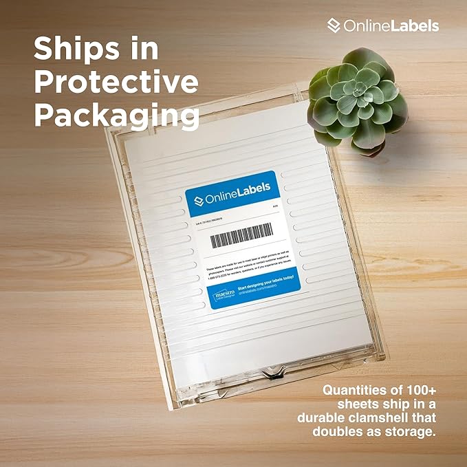 8.5 x 5.5 Half-Sheet Shipping Labels - Permanent, White Matte - for FBA, FedEx, UPS - Pack of 1,000 Labels, 500 Sheets - Inkjet/Laser Printers - Online Labels