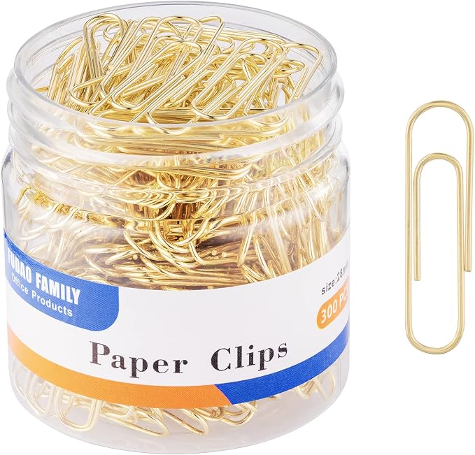 Gold Paper Clips, 300-Count, 1.1 Inch (28mm) Small
