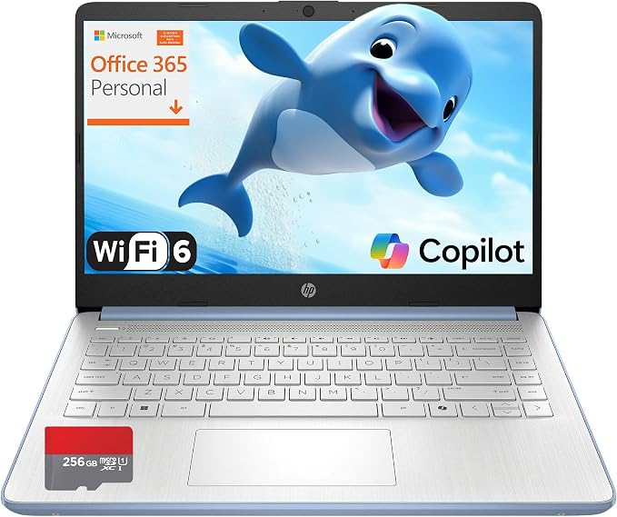 HP Pavilion Laptop 2026 Notebook for Students & Remote Work, Intel N150, 16GB RAM, 128GB Storage, 256GB SD Card, Lightweight, Long Battery Life, Wi-Fi 6, 1 Year Office 365, Win 11 Home S, Steel Blue
