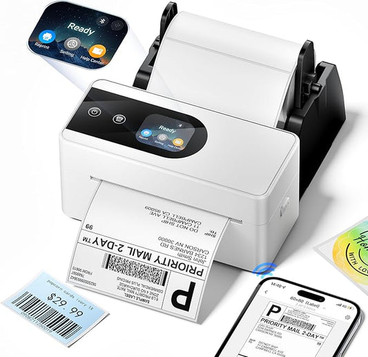 Phomemo 4x6 Shipping Label Printer with Touch Screen, Wireless Bluetooth Thermal Printer for Small Business & Packages, Compatible with Amazon Shopify UPS USPS, Support Android iOS Windows Mac