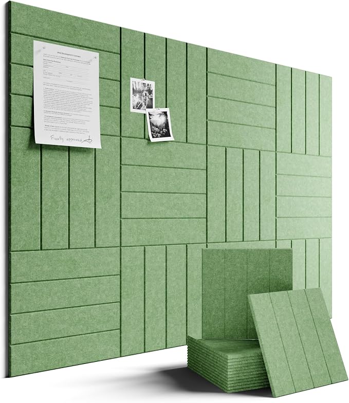Fluxynara Felt Bulletin Board & Cork Board Alternative, Moss Green | 48" x 36" Pin board, Removable Adhesive Tabs, Easy Install Without Wall Damage, For Home Office Decor