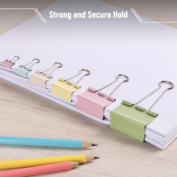 Mr. Pen- Binder Clips, 120 pcs, Assorted Sizes, Colored Binder Paper Clips | Bulk Paper Clamps for Office Supplies, Home, School, Business, Document Organizing