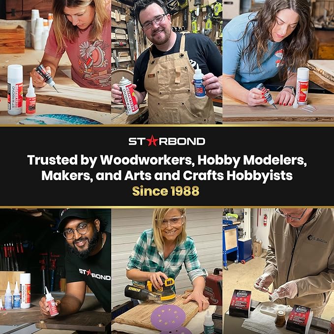 Starbond Medium Super Glue Pro Kit (2 oz) – Strong, Fast, All-Purpose CA Glue (Cyanoacrylate Adhesive) – with Anti-Clog Cap, Precision Tips & Extra Nozzles for Woodworking, Quick Fixes & Hobby Models