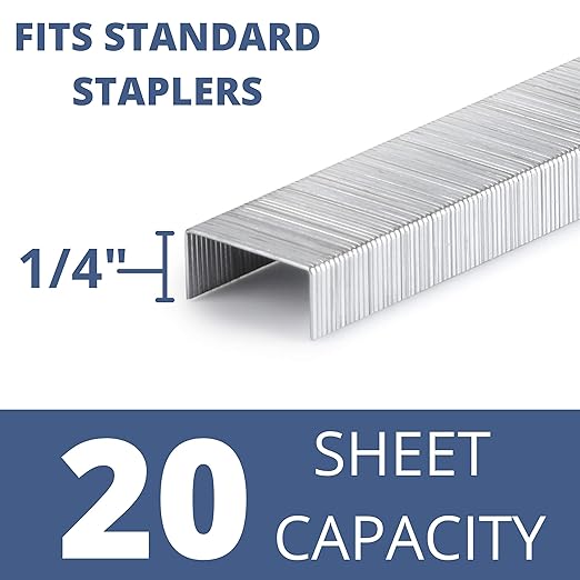 Mr. Pen- Staples for Staple Gun, 20 Sheets, 1/4 inch, 10000 Staples Bulk for Upholstery, Construction, Furniture