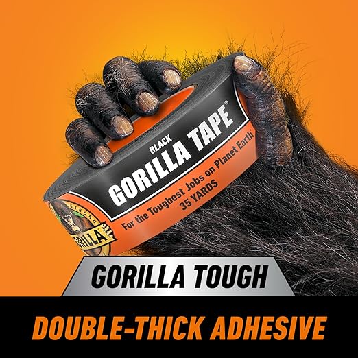 Gorilla Duct Tape, Black Tape, 1.88" x 35 yd (Bulk Pack of 18) - Heavy Duty and Weather Resistant for Indoor or Outdoor