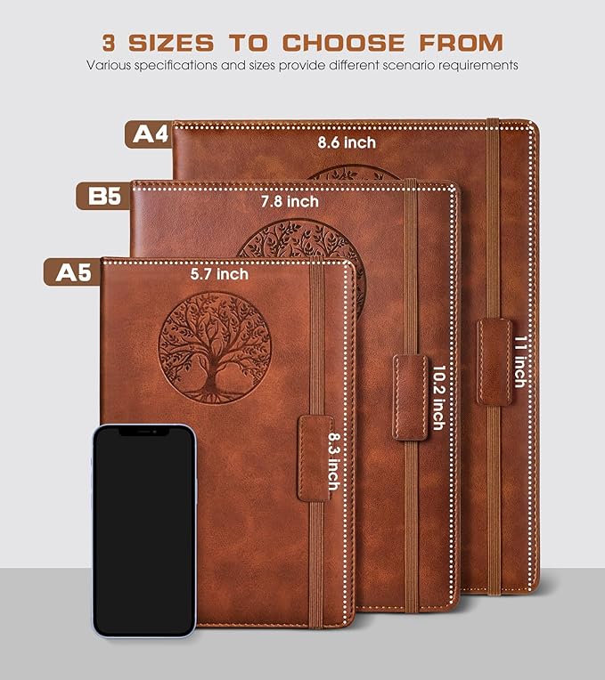Lined Journal Notebook for Women Men,256 Pages A4 Large Hardcover Leather Journals for Writing,Travel,Business,Work,School,College Ruled Notebooks for Note Taking, Diary Notepad 8.6"×11"