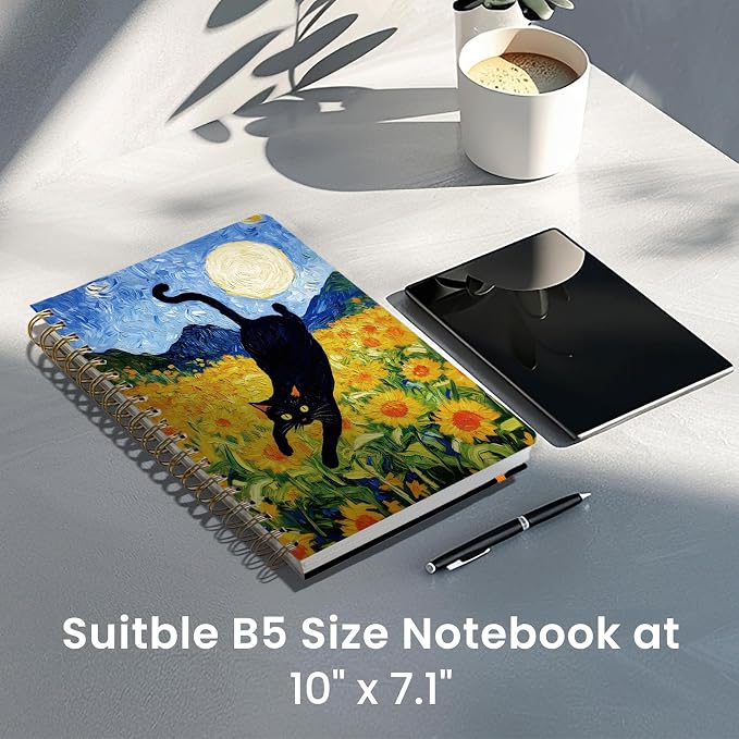 Spiral Notebook for Work Thick Hardcover Lined Journal for Note Taking | Midnight Stroll 300 Pages (7.1"x10") B5 College Ruled Journal for Women & Writing, Fit for Office Home School Supplies