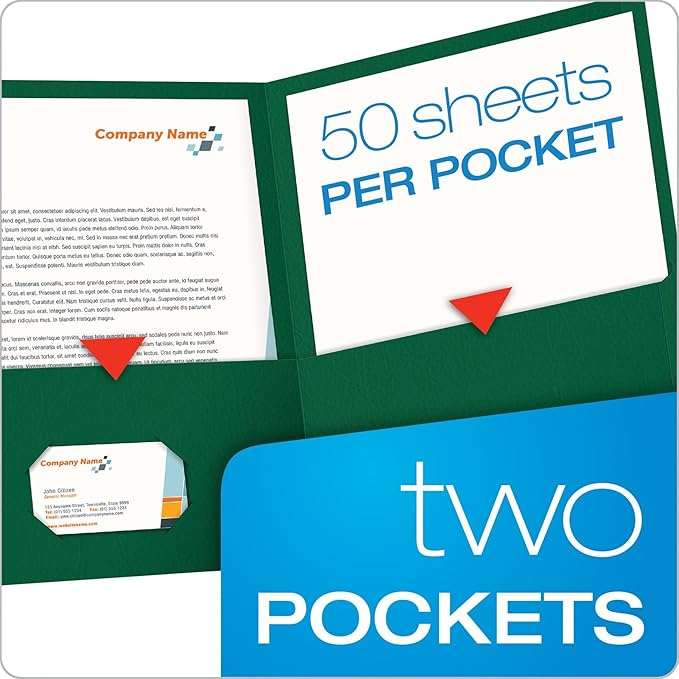 Oxford Twin-Pocket Folders, Textured Paper, Letter Size, Hunter Green, Holds 100 Sheets, Box of 25 (57556EE) (Pack of 5)