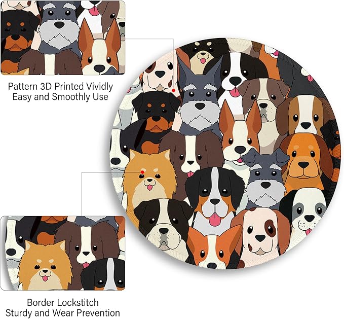 Immaturus Dog Mouse Pad, Cute Small Mouse Pads for Desk, Round Travel Mousepad for Wireless Mouse Gaming Work Laptop, Puppy Mini Computer Mouse Mat, Home Decor Office Desk Accessories | 8.6" x 8.6", Mini Travel, Home Decor Desk Accessories, Round, Non-...