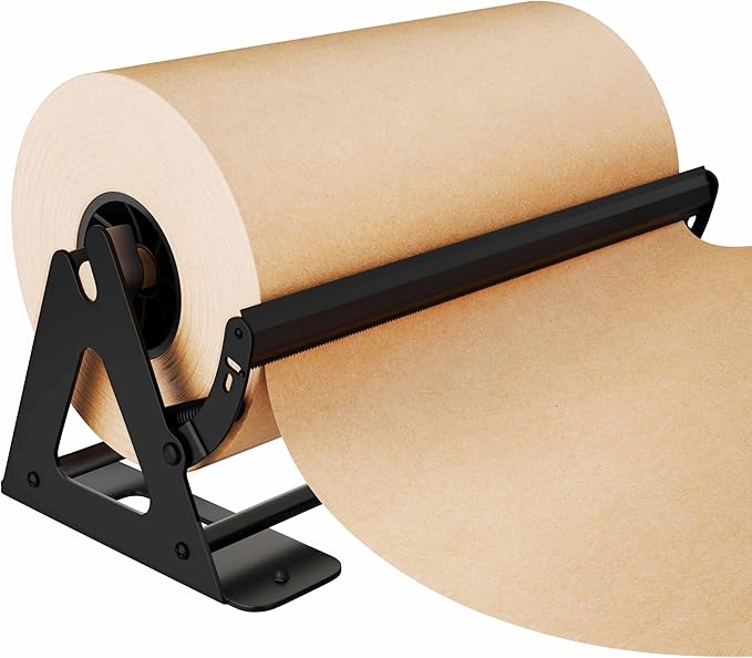 DIY Crew 18 Inch Paper Roll Dispenser and Cutter - Heavy-Duty Wall Mountable, Non Slip Tabletop - Kraft, Freezer, Butcher Paper - Up to 1000ft Rolls