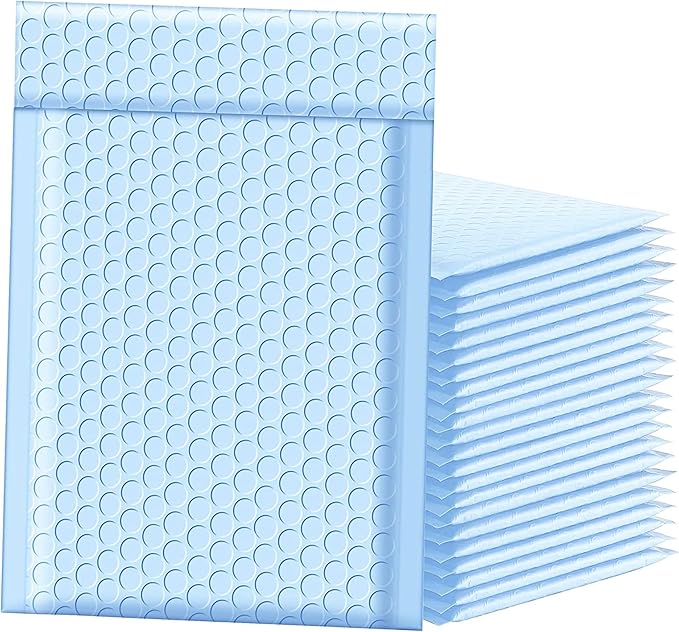 Famagic Bubble Mailers 6x10 Inch 100pcs Light Blue Shipping Bags, Chic Packaging Bags For Small Business, Colored Padded Mailing Envelopes, Opaque Matte Self Seal Bubble Poly Mailers Bulk #0