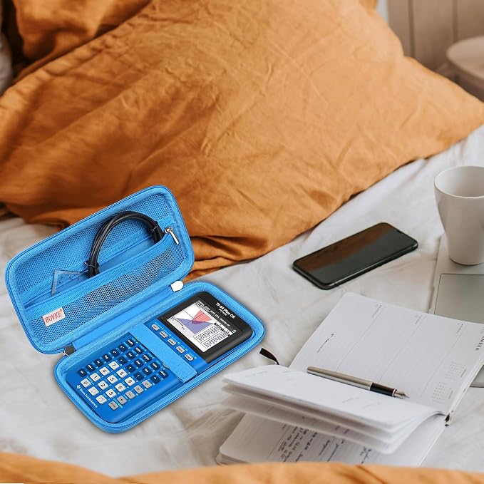 BOVKE Case for TI-84 Plus CE/TI-84 Evo/TI-84 Plus/TI-83 Plus/CE Calculator | Texas Instruments TI-84 Plus CE/TI-84 Evo/TI-84 Plus/TI-83 Plus Color Graphing Calculator Shockproof Carrying Bag, Blue