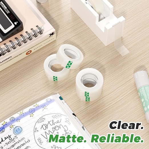 SWRT Invisible Tape Refills, 20 Rolls, 3/4 in x 1000 in, Matte Finish | Blends into Paper; Easy to Write On; Neat Paper Repairs; Quick Label Fixes; Fits Tape Dispensers; Office, School, Home