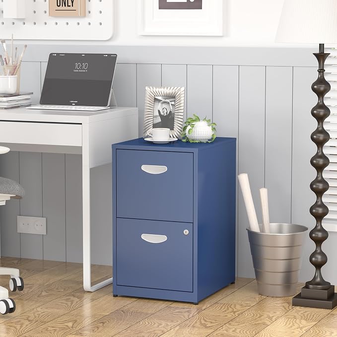 SteeLoong 2 Drawer File Cabinet,Metal Office File Cabinet with Lock,Blue | Filing Cabinets for Home Office,Vertical Modern File Cabinet Office Two Drawers for Hanging Letter,Assembly Required