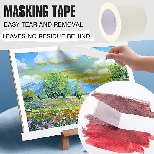 Masking Tape 2 inch Wide, 2 Pack General Purpose Beige White Painters Tape for Crafts Painting Labeling Edge Finishing, 2 inch X 55 Yards X 2 Rolls