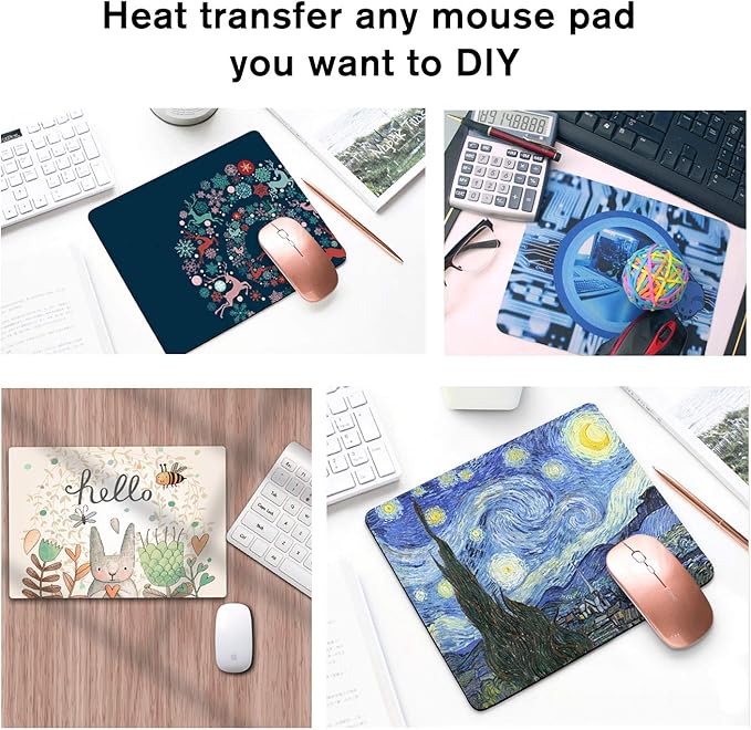 A-SUB Sublimation Mouse Pad Blank Rectangular Blanks 12 pcs for Sublimation Transfer Heat Press Printing Crafts 24x20x0.2cm White