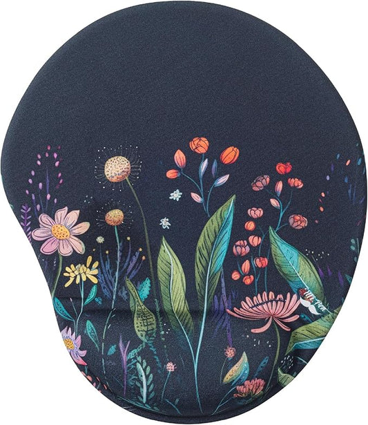 Mr. Pen- Ergonomic Mouse Pad with Wrist Rest, Midnight Bloom Design, Breathable Fabric with Memory Foam Cushion, Non-Slip Rubber Base, Gel Mouse Pad with Wrist Support