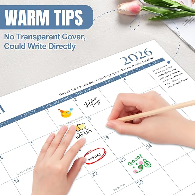 Gannyfer Desk Calendar 2026-2027 with Desktop Mat, Simplified Large 22" x 17" Desktop Pad Calendar, 18 Month Desk Calendar 2026, Use from July 2026 to Dec 2027, Office Supplies Perfect for Home School and Office - Blue