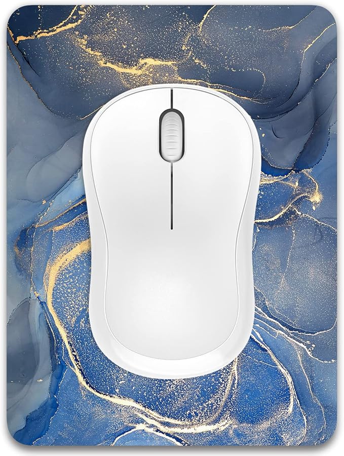 Dapesuom Small Mouse Pad, 6 x 8 Inch Thick Rubber Premium-Textured Non-Slip Portable & Washable Mini Mouse Mat for Women Wireless Laptops Keyboard Tray Gaming Work Computer Travel, Gray Gold Marble