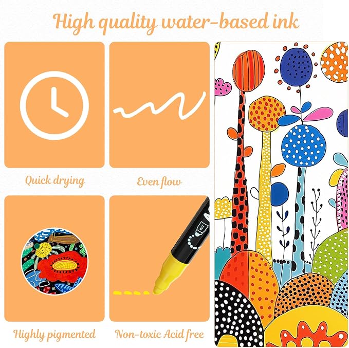 nauets 36 Colors Precision Dual Tip Acrylic Paint Markers Pens - Dot & Fine | Works on Rock, Wood, Fabric, Canvas, Glass, Scrapbook, Paper, Ceramic, Egg, DIY Craft Art Gift - Classroom & School Supplies