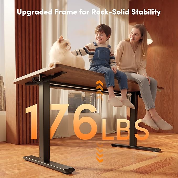 FEZIBO 40 x 24 Inchs Electric Standing Desk, Height Adjustable, Sit Stand Up, Computer Office Desk with Splice Board, Black Frame/Black Walnut Top | Sit and Stand Up Adjustable Desk, Home Office Computer Desk with 3 Customizable Memory Presets