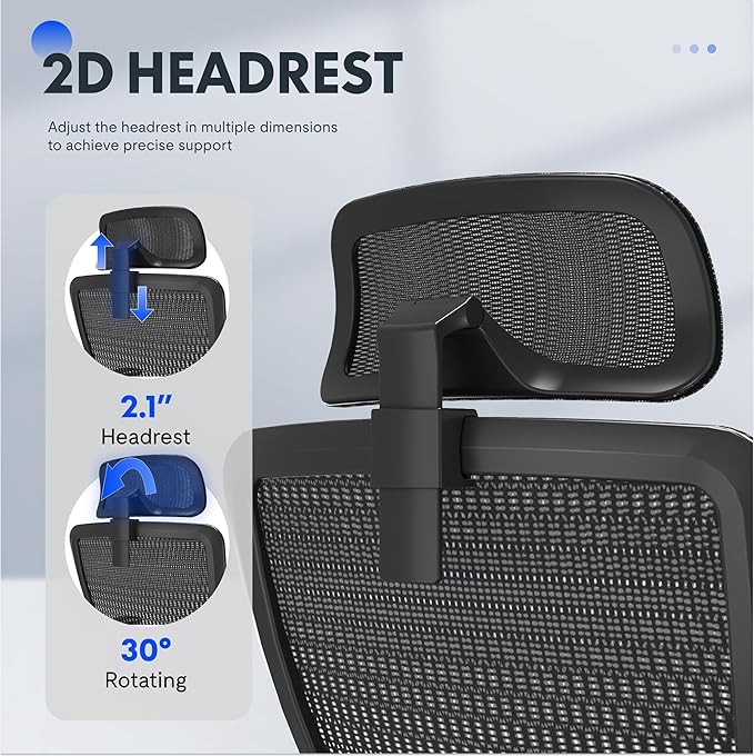 FLEXISPOT OC3 Cloud Ergonomic Office Chair with Footrest, High Back Computer Chair with Adjustable Lumbar Support/2D Headrest, Desk Chairs for Home Office Gaming Working, Black,Foam Seat,Cloud-F