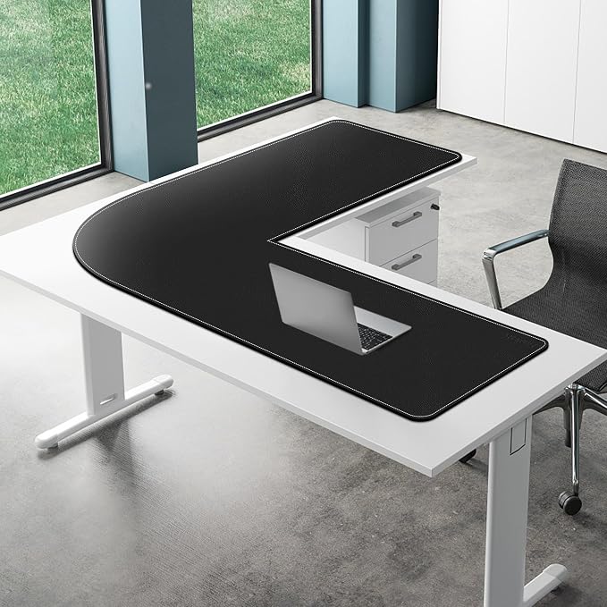 Mydours 61"x61"x20" Extra Large Desk Mat, L-Shaped Mouse Pad Desks, Black | Big Large Dual-Sided PU Leather L-Corner desks pad Waterproof Gaming Desk Mat Protector for Home Office Computer Gaming