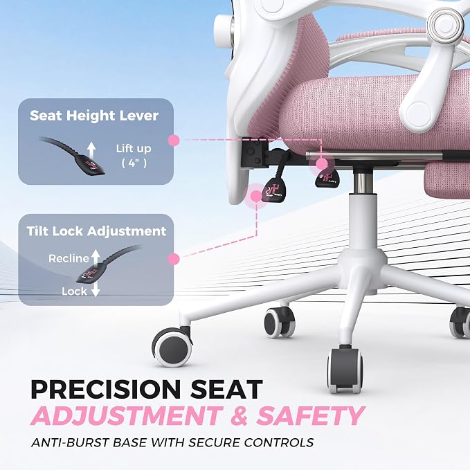 CYKOV Ergonomic Office Chair, Reclining, Footrest, Adjustable Lumbar, 350LB | 4-Way Headrest (4.72" + 60°), 2-Way Lumbar (2" + 1.18"), 90-135° Recline, Breathable Mesh, Gaming & Office, 5-Year Warranty