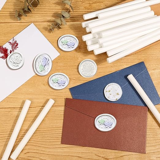 Paxcoo 20pcs Sealing Wax Sticks, Wax Seal Sticks, Glue Gun Sealing Wax Sticks for Wedding Invitations, Letter, Envelope, Cards and Crafts (White)