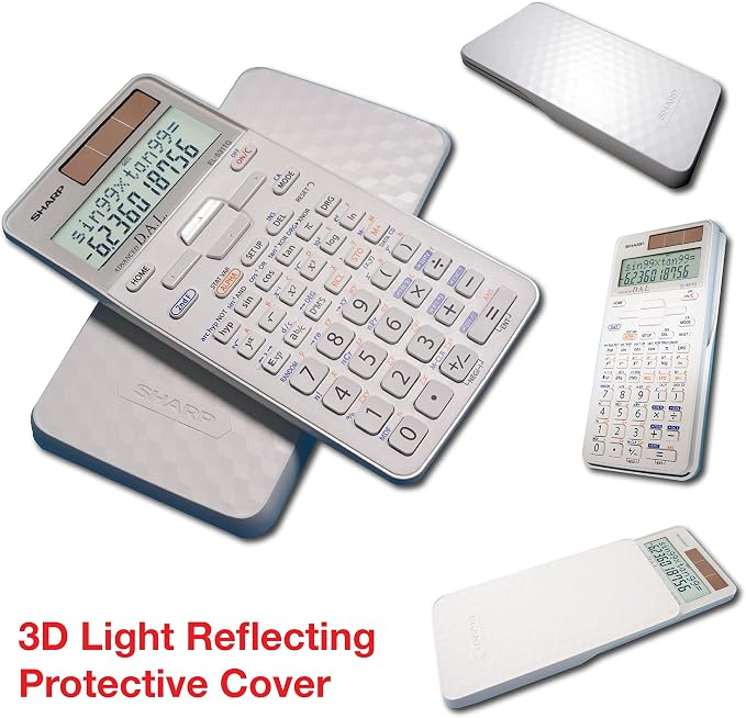Sharp EL-531TGBDW 12-Digit Engineering/Scientific Calculator with Protective Hard Cover, Battery and Solar Hybrid Powered LCD Display, Great for Students and Professionals, Silver