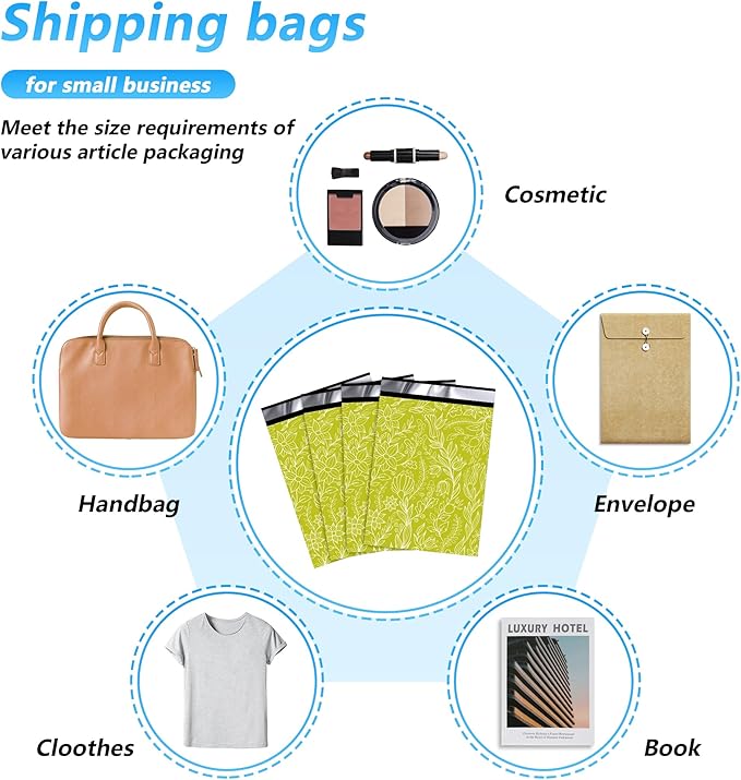 Poly Mailer 10x13 Inch 100 Pcs, Waterproof and Tear-Resistant Shipping Bags for Clothing, Strong Mailing Bags with Self-Seal, Cute Packaging Bags for Small Business - Flower