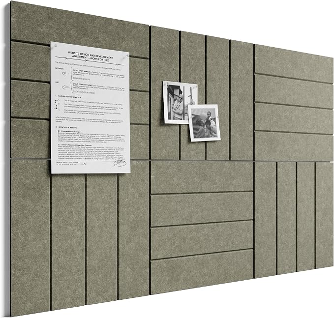 Bumusty 36" x 24" Large Cork Board Alternative, Earth Brown | 6-Pack Felt Bulletin Board Tiles, 60 Adhesive Tabs, 30 Pushpins, Home, Office, Classroom, Vision Board