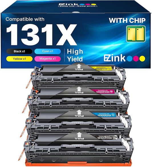 E-Z Ink 131X Compatible Toner Cartridge Replacement for HP 131X 131A CF210X CF210A CF211A CF212A CF213A with HP LaserJet Pro 200 Color M251 M276nw M276n M251n (4 Pack)