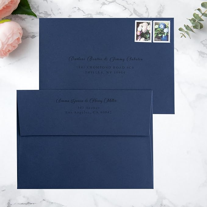 PONATIA 50 Pieces Navy Blue A7 Envelopes Self Seals, 5x7 Envelopes for Weddings, Invitation Cards, Photos, Postcards, Greeting Cards Mailing, Baby Shower, Graduation, Christmas Gift Cards
