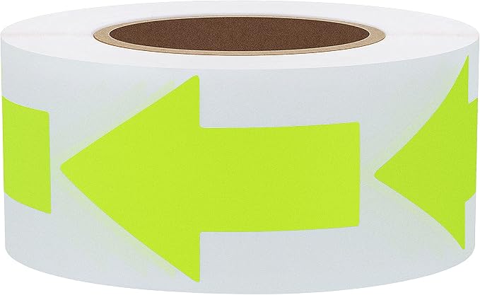 Hybsk Arrow Stickers Bright Eye-Catching Versatile Arrow Signs for Office Marking Plans Total 500 Labels Per Roll (Fluorescence Yellow)