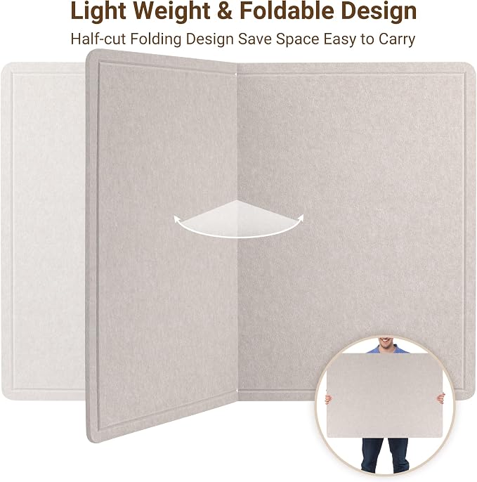 AKTOP Foldable Felt Bulletin Board for Wall, 48x36 inches, Latte | Large Cork Board Alternative with 25 Pushpins, Decorative Photo Display Board Pin Board 4x3, For Home, Office & School