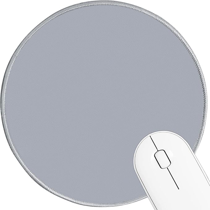 Round Mouse pad, high-end Texture, Sewn Edge Design, Anti-Slip Rubber Base. 8.6 x 8.6 inches (Grey)