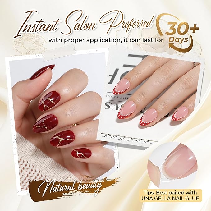 UNA GELLA Oval Fake Nails Pre-shape 504pcs Almond Gel Nail Tips Round Almond Press on Nails for Full Cover Acrylic Round Oval Full Nails False Nails 12 Sizes False Soft Gel Tips