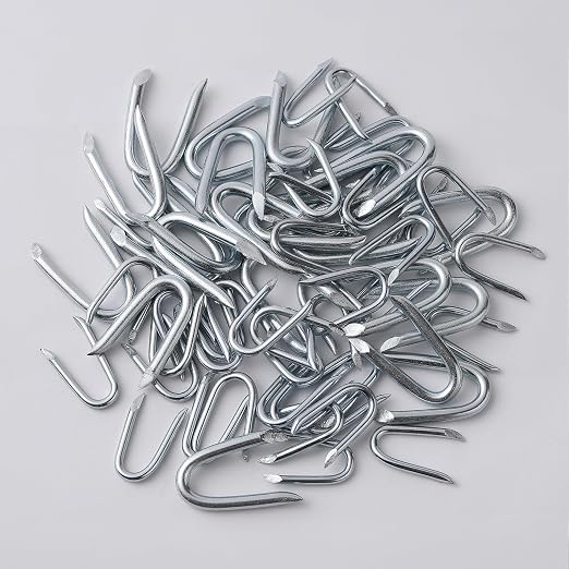 1-1/4 Inch Fence Staples for Wire Fencing, 90PCS U-Shaped Nails, Hot Dipped Galvanized,Double Pointed (Diameter 0.138 Inch)