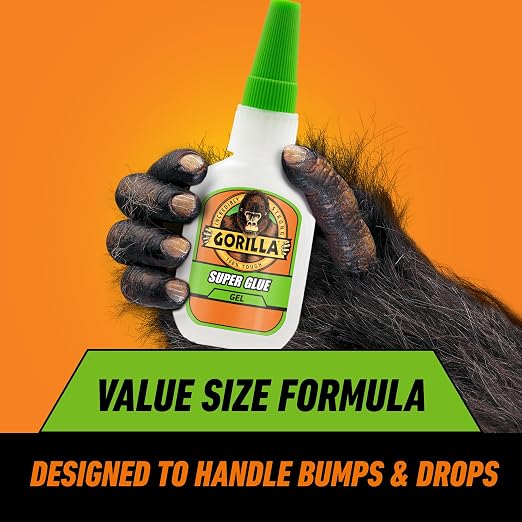 Gorilla Super Glue Gel, Value Size, Fast-Setting Bond, Clear, 28 g | Impact-Tough for Durability, Precision Gel Application, Works on Glass, Plastic, Wood, Metal, and More