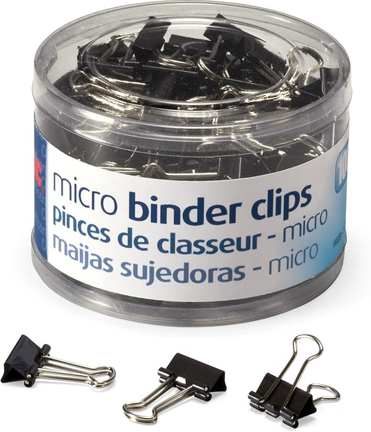 Staples Micro Binder Clips, Black, 100 Count – Extra‑Small Clips for Receipts, Labels & Detailed Paperwork