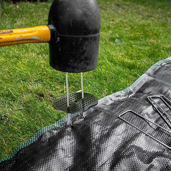400 Pcs Garden Stakes Landscape Staples Set, 6 Inch 11 Gauge Heavy Duty Galvanized 200 U-Shaped Pins with 200 Gaskets for Weed Barrier Fabric, Grass Sod, Artificial Turf & Yard Landscaping