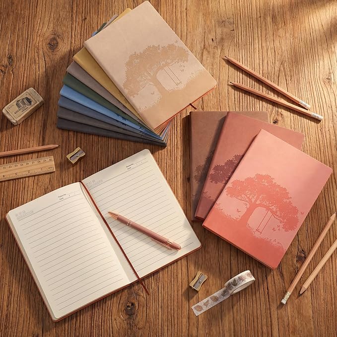 TaoBary 48 Pcs Employee Appreciation Gift A5 PU Leather Journals Bulk Colorful Tree Lined Journal Notebook Soft PU Leather Cover Ruled Writing Notebook for Office School Teacher Nurse (Mixed Colors)