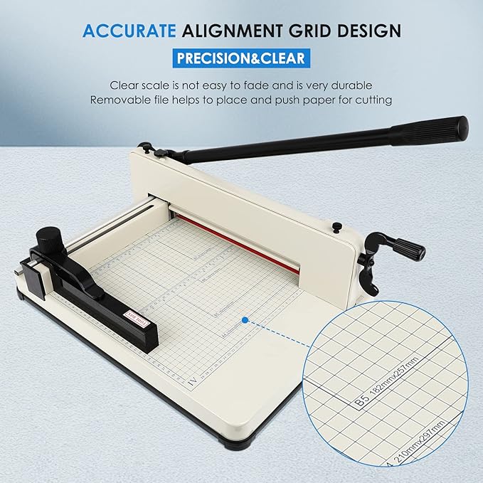 Heavy Duty Paper Cutter, 12" Guillotine Paper Cutter, Cortadora de Papel 400 Sheets Paper Trimmer with Double Safety Protection&Durable HSS Blade for Cutting Paper, Leather, PVC,Non-Woven Fabrics