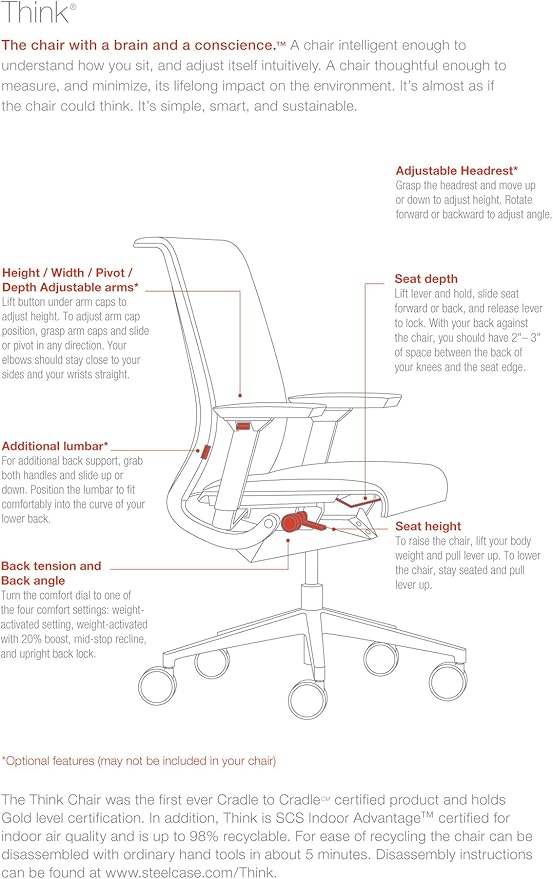 Steelcase Think Burgundy Fabric Chair