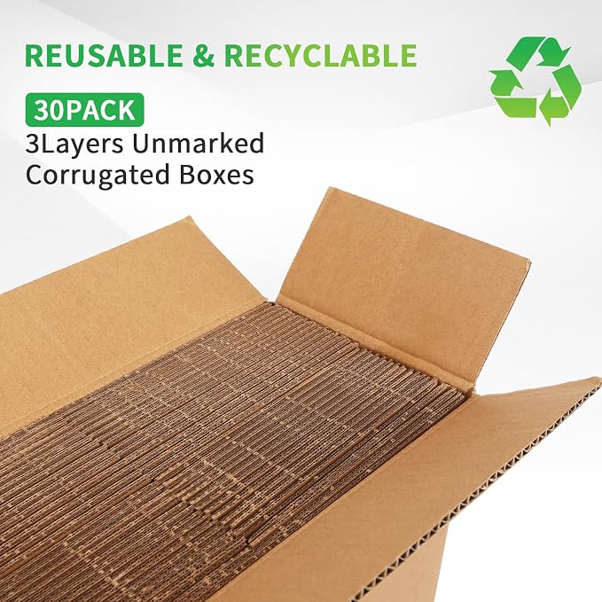Rempry 30 Pack 6x6x6 Shipping Boxes Brown, Small Corrugated Cardboard Box for Mailing, Packaging Small Business, Kraft Mailer Gift Boxes